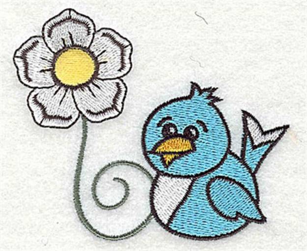 Picture of Bluebird  Floral Machine Embroidery Design