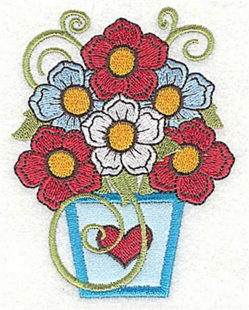 Picture of Flower Vase Applique Machine Embroidery Design