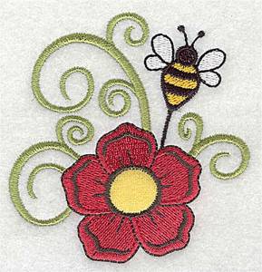 Picture of Flower With Bee Machine Embroidery Design