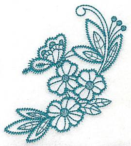 Picture of Flowers With Butterfly Machine Embroidery Design