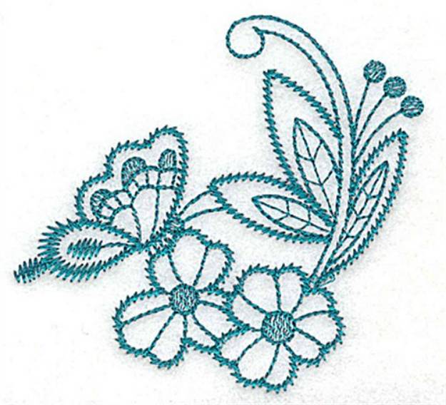 Picture of Flowers and Butterfly Machine Embroidery Design