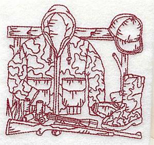 Picture of Redwork Hunters Gear Machine Embroidery Design