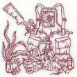 Picture of Redwork Gear & Rifle Machine Embroidery Design