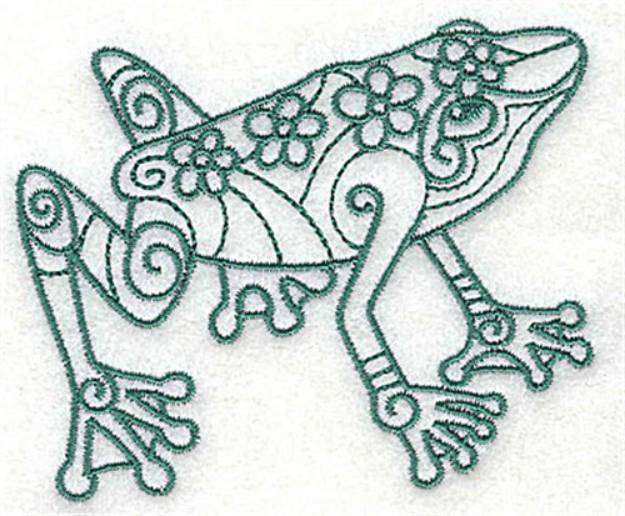 Picture of Frog With Flowers Machine Embroidery Design