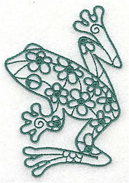 Picture of Frog & Flowers Machine Embroidery Design