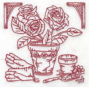 Picture of Roses In Pot Machine Embroidery Design