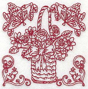 Picture of Floral Basket & Butterflies Machine Embroidery Design
