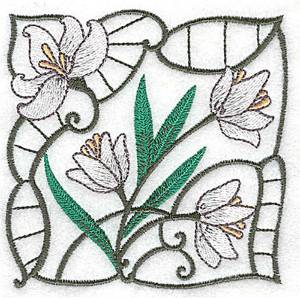 Picture of White Lily Block Machine Embroidery Design