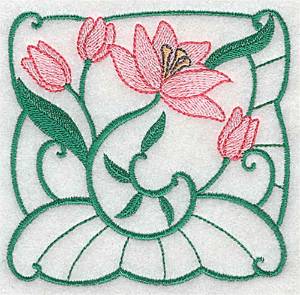Picture of Pink Lily Block Machine Embroidery Design