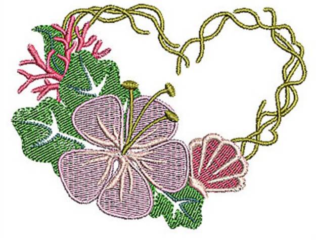 Picture of Floral Heart Machine Embroidery Design
