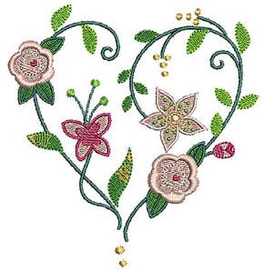 Picture of Floral Heart Machine Embroidery Design