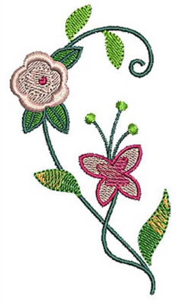 Picture of Floral Half Heart Machine Embroidery Design