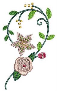 Picture of Floral Half Heart Machine Embroidery Design