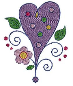 Picture of Swirly Floral Heart Machine Embroidery Design