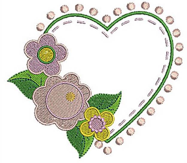 Picture of Floral Heart Outline Machine Embroidery Design