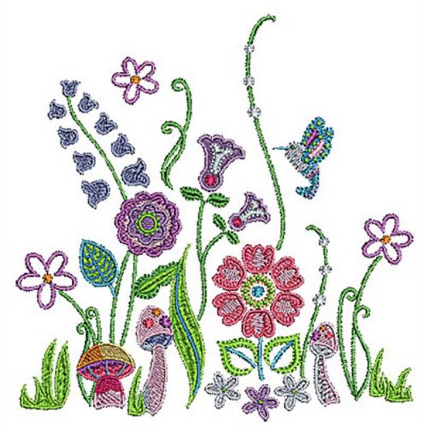 Picture of Flower Garden & Mushrooms Machine Embroidery Design