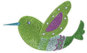 Picture of Green Bird Machine Embroidery Design