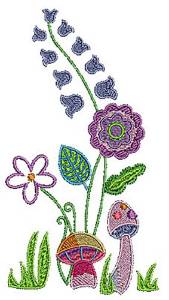 Picture of Floral Garden & Mushrooms Machine Embroidery Design