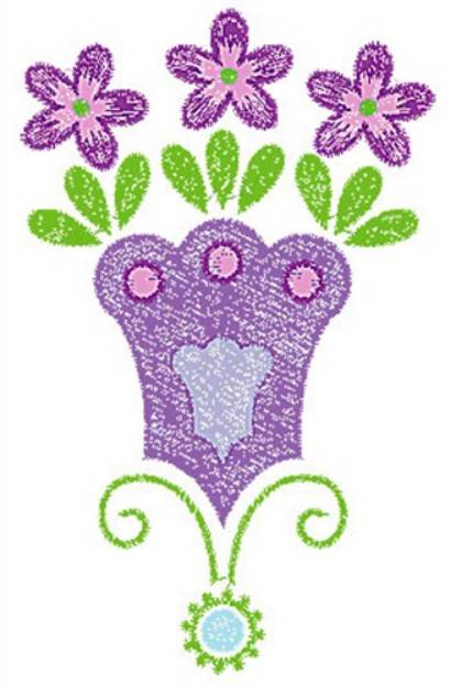 Picture of Swirly Purple Flowers Machine Embroidery Design