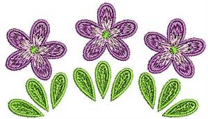 Picture of Purple Flowers Trio Machine Embroidery Design