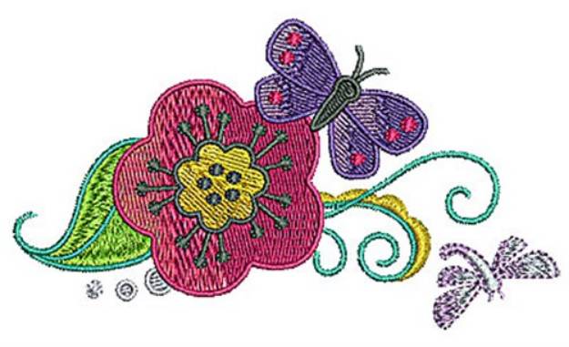 Picture of Butterfly Floral Vine Machine Embroidery Design