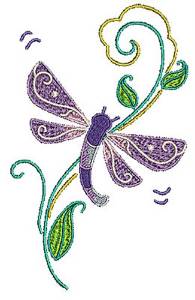 Picture of Dragonfly Vine Machine Embroidery Design