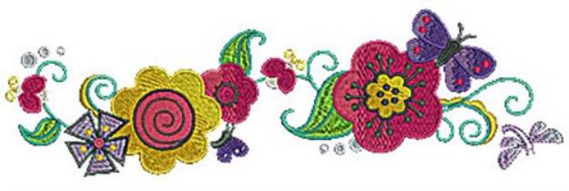 Picture of Flower Border Butterfly Machine Embroidery Design