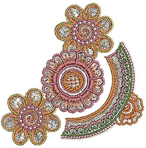 Picture of Henna Corner Flowers Machine Embroidery Design