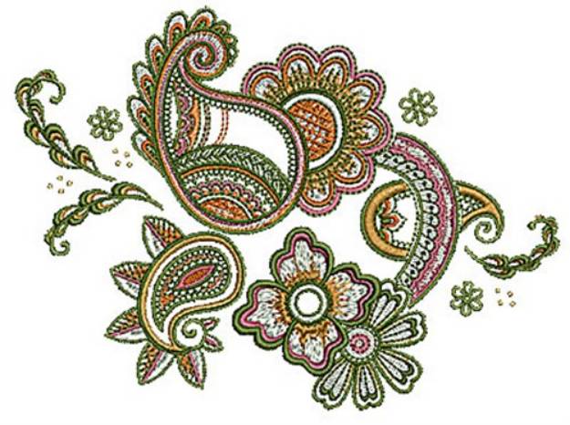Picture of Henna Paisley Flowers Machine Embroidery Design