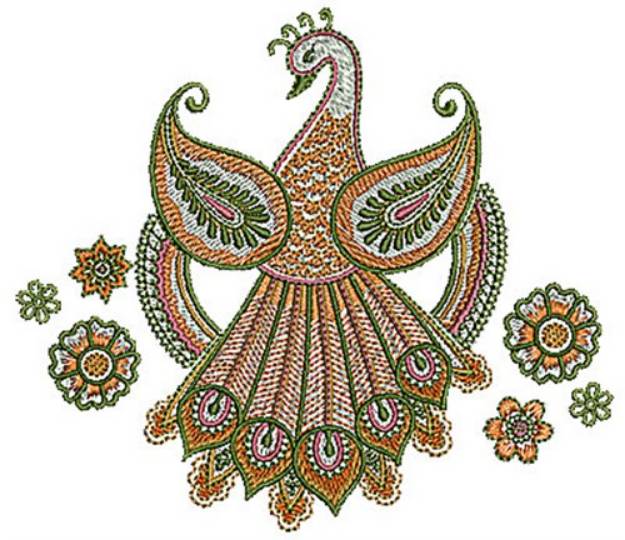 Picture of Henna Peacock Machine Embroidery Design