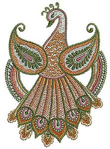Picture of Henna Bird Peacock Machine Embroidery Design