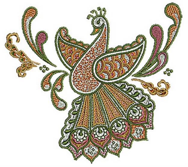 Picture of Peacock Henna Machine Embroidery Design