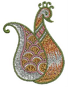Picture of Paisley Bird Henna Machine Embroidery Design