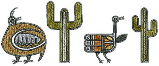 Picture of Quail Cactus Machine Embroidery Design