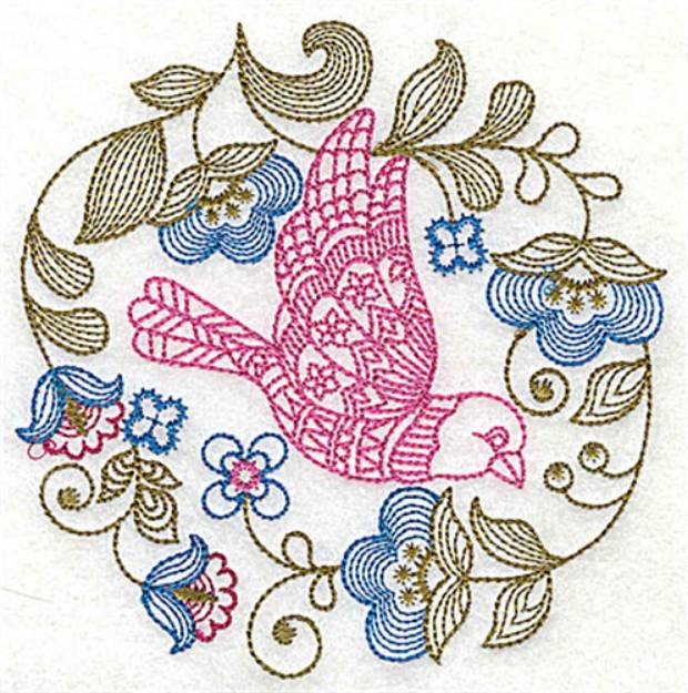 Picture of Jacobean Florals Machine Embroidery Design