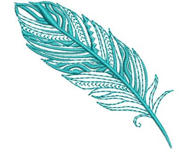 Picture of Turquoise Fancy Feather Machine Embroidery Design
