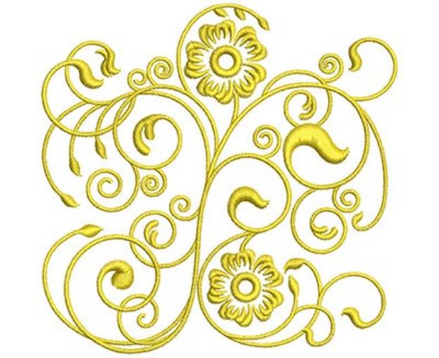 Picture of Golden Flowers Machine Embroidery Design