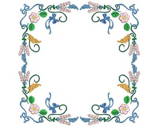 Picture of Flower Rectangle Machine Embroidery Design