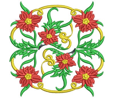 Jacobean Flowers Machine Embroidery Design