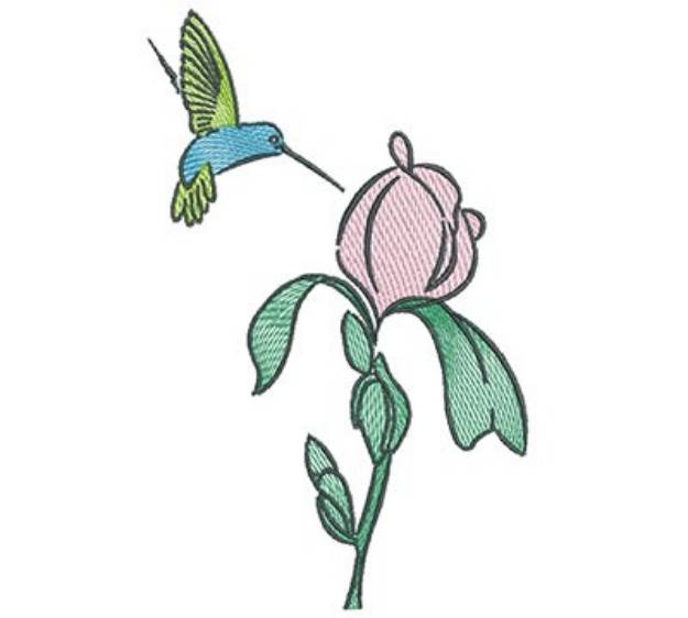 Picture of Hummingbird Rose Machine Embroidery Design