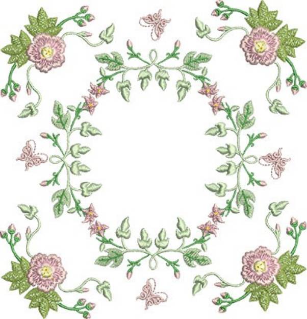 Picture of Butterflies & Roses Machine Embroidery Design