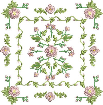 Rose Block Machine Embroidery Design