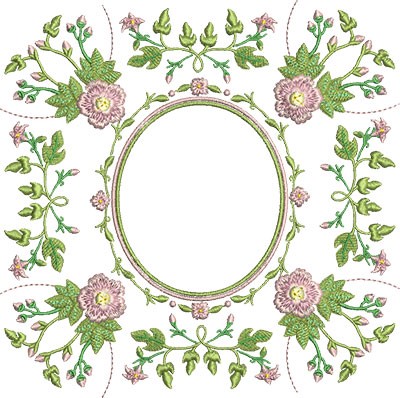 Rose Oval Machine Embroidery Design