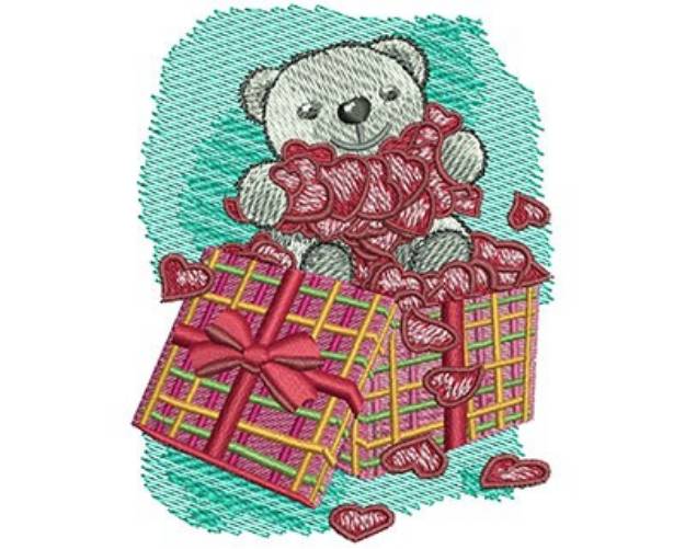 Picture of Teddy Bear With Hearts Machine Embroidery Design