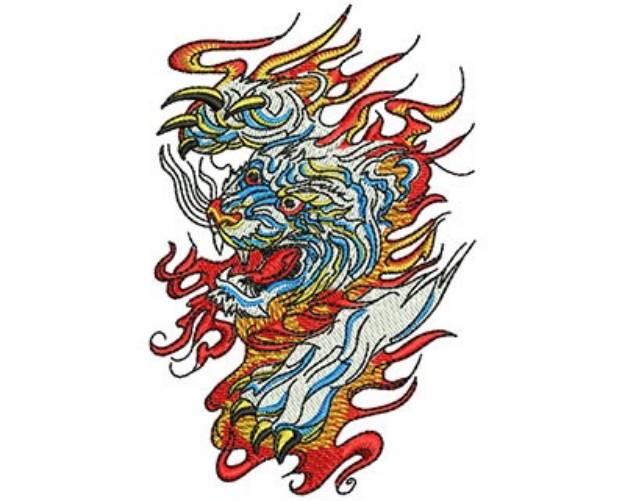 Picture of CHINESE TIGER FLAMES Machine Embroidery Design