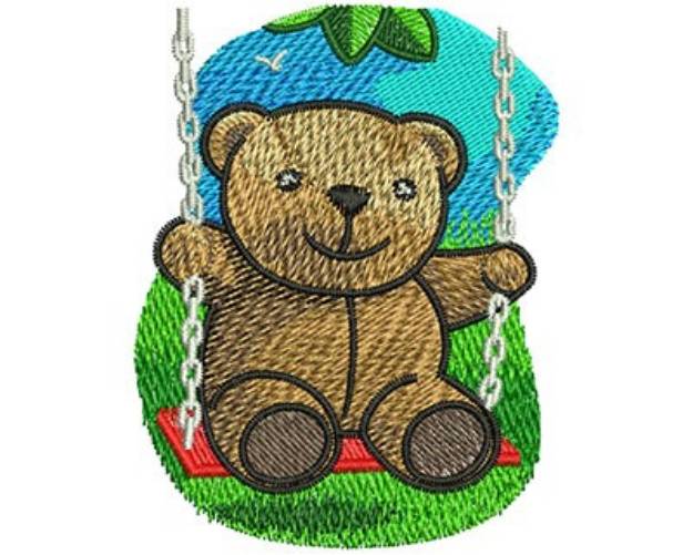 Picture of Swinging Teddy Bear Machine Embroidery Design