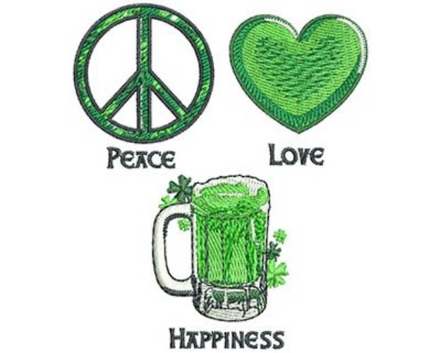 Picture of Peace Love Happiness Machine Embroidery Design