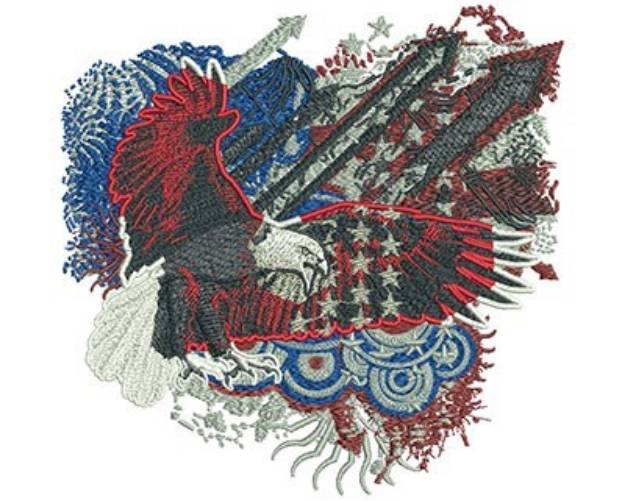 Picture of Fireworks Eagle Machine Embroidery Design