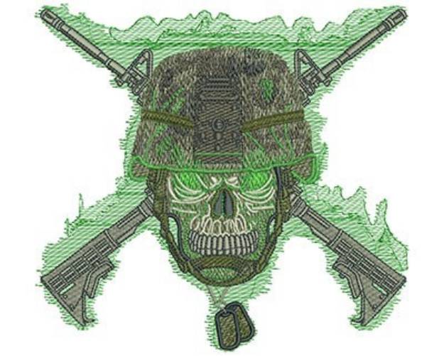 Picture of SKULL ARMY HELMET Machine Embroidery Design