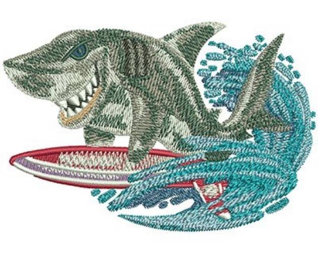 Picture of SHARK SURFING Machine Embroidery Design